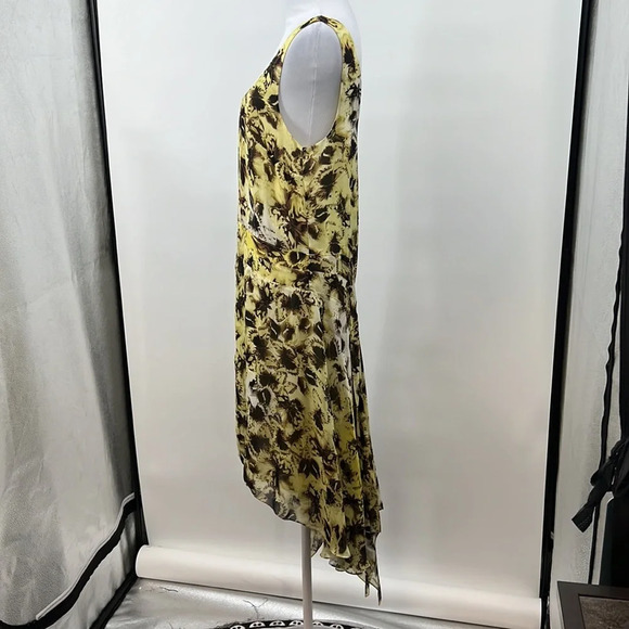 Leifsdottir Anthropologie Dress Womens 6 Yellow Brown Butterfly Print 100% Silk - Picture 5 of 13